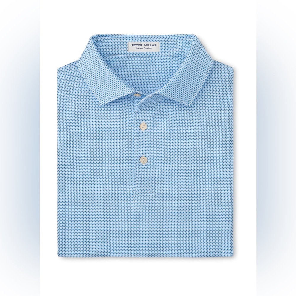 Peter Millar White Sailor Blue Phoenix Performance Polo Summer Comfort Golf